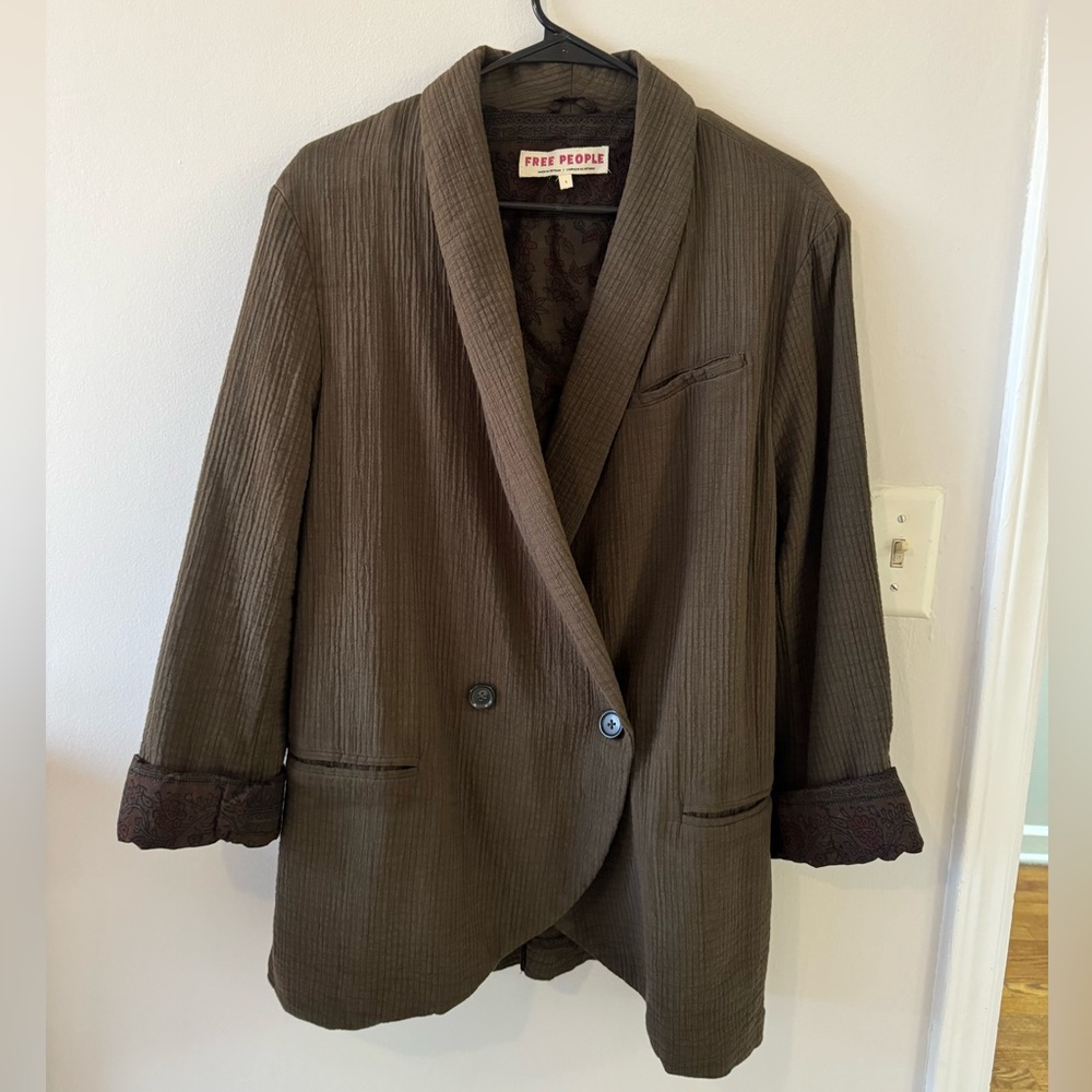 NWOT Free People Rowan Double Breasted Blazer in Army Green Size Small